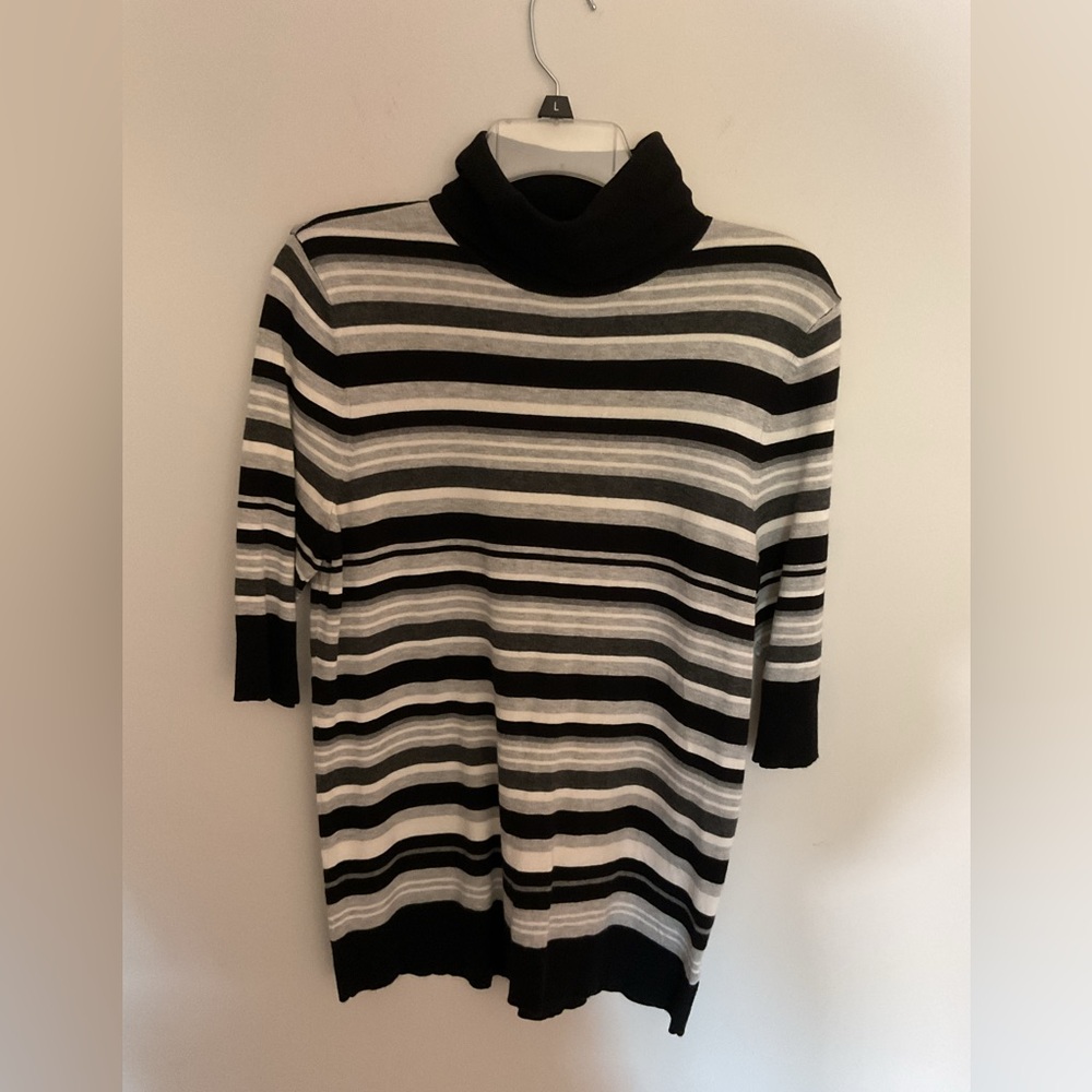 Liz Claiborne Monochrome Striped Turtleneck Sweater